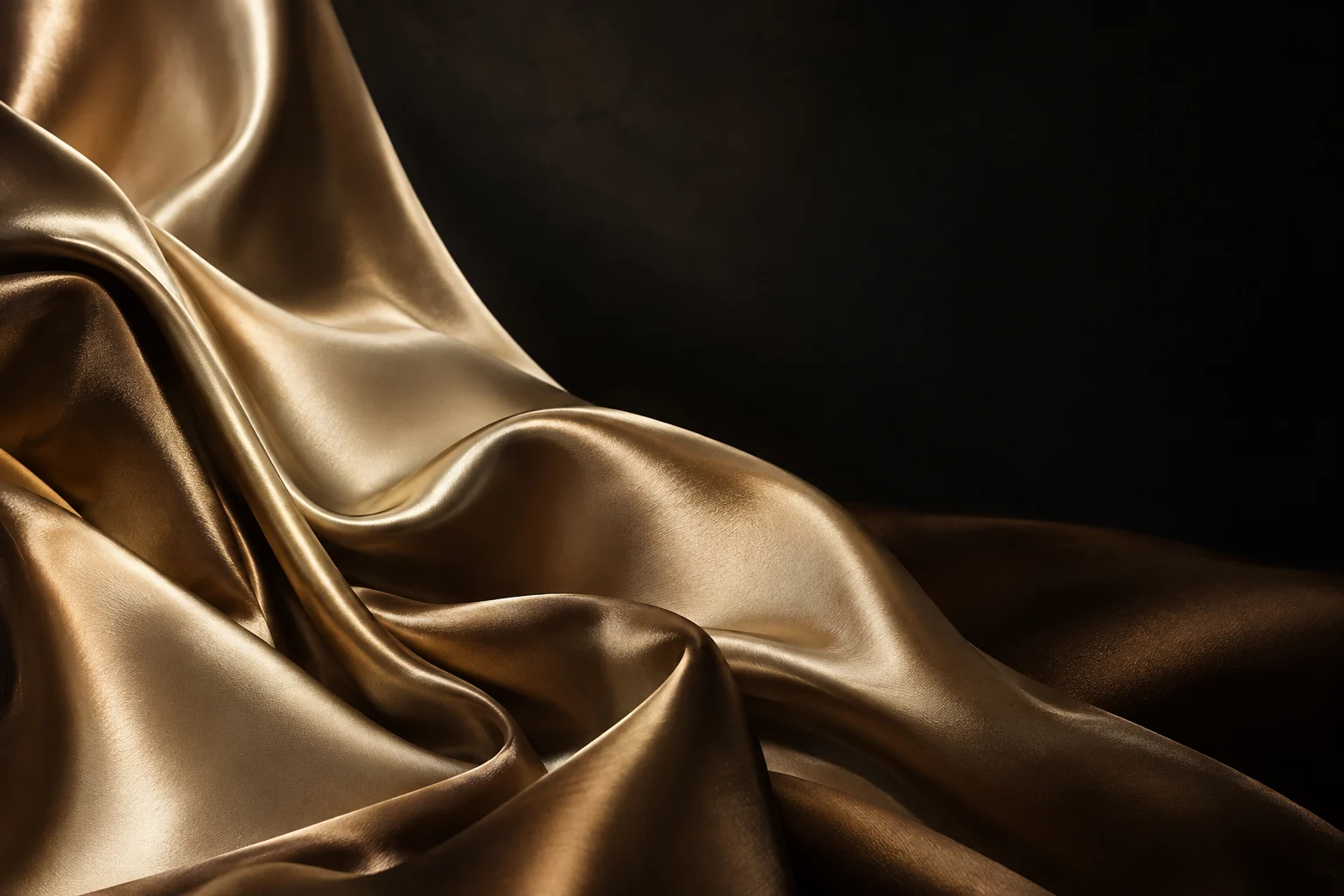 Sculptural gold silk in light and shadow